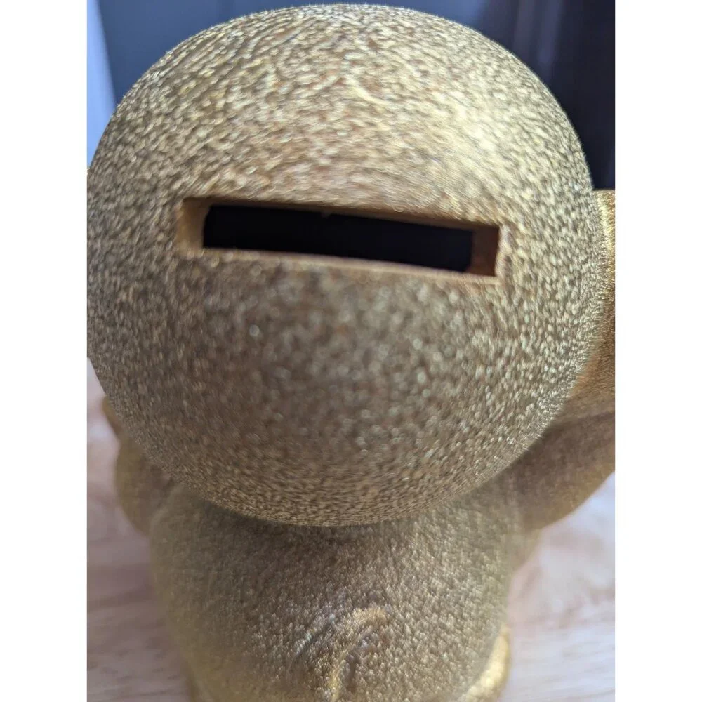 Ceramic Gold Fleck Monkey Bank - Year of the Monkey piggy bank‎ 7 inch red tie